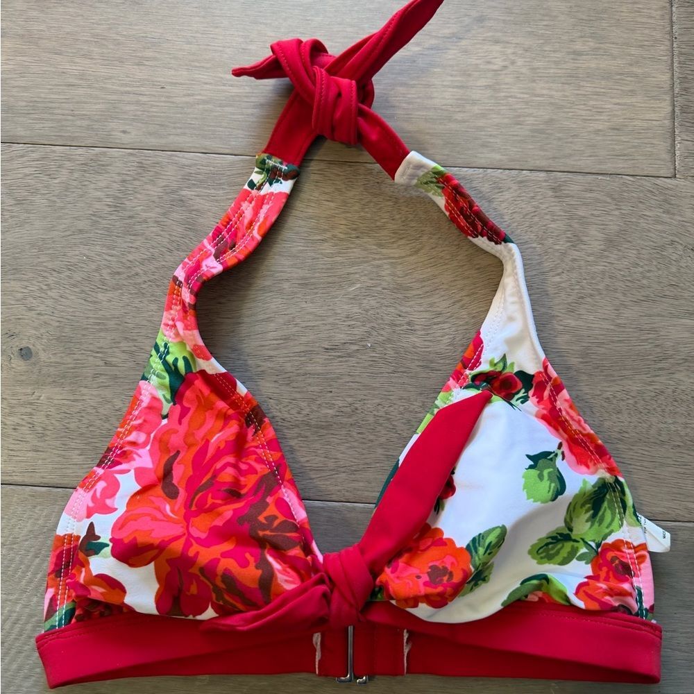 2005 Isaac Mizrahi for Target Red and Green Rose Bikini Top